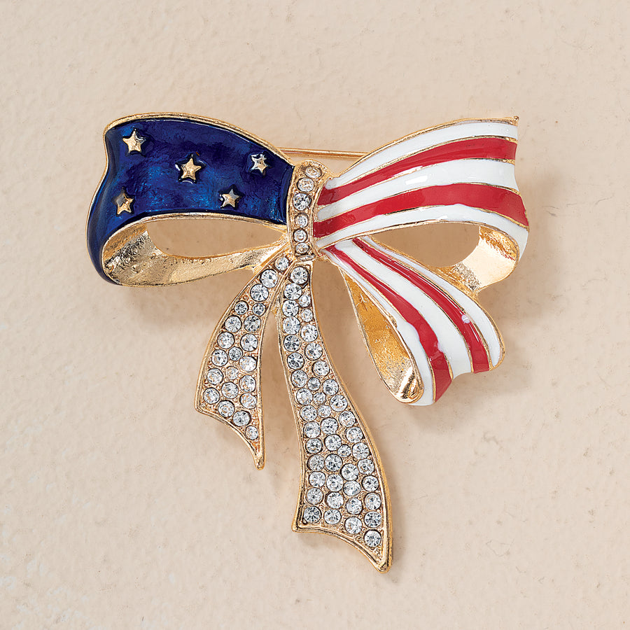 Americana Sparkling Bow Brooch