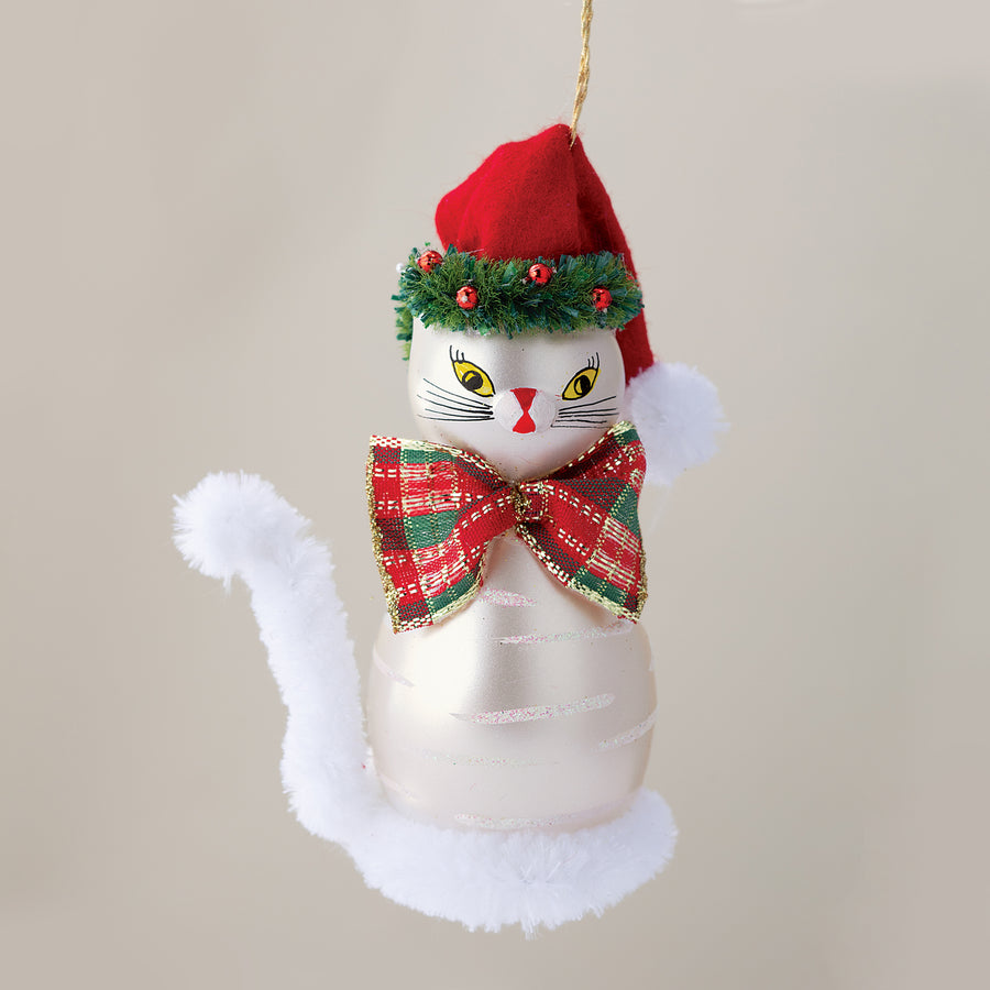 Santa Kitty Hand-Blown Glass Ornament