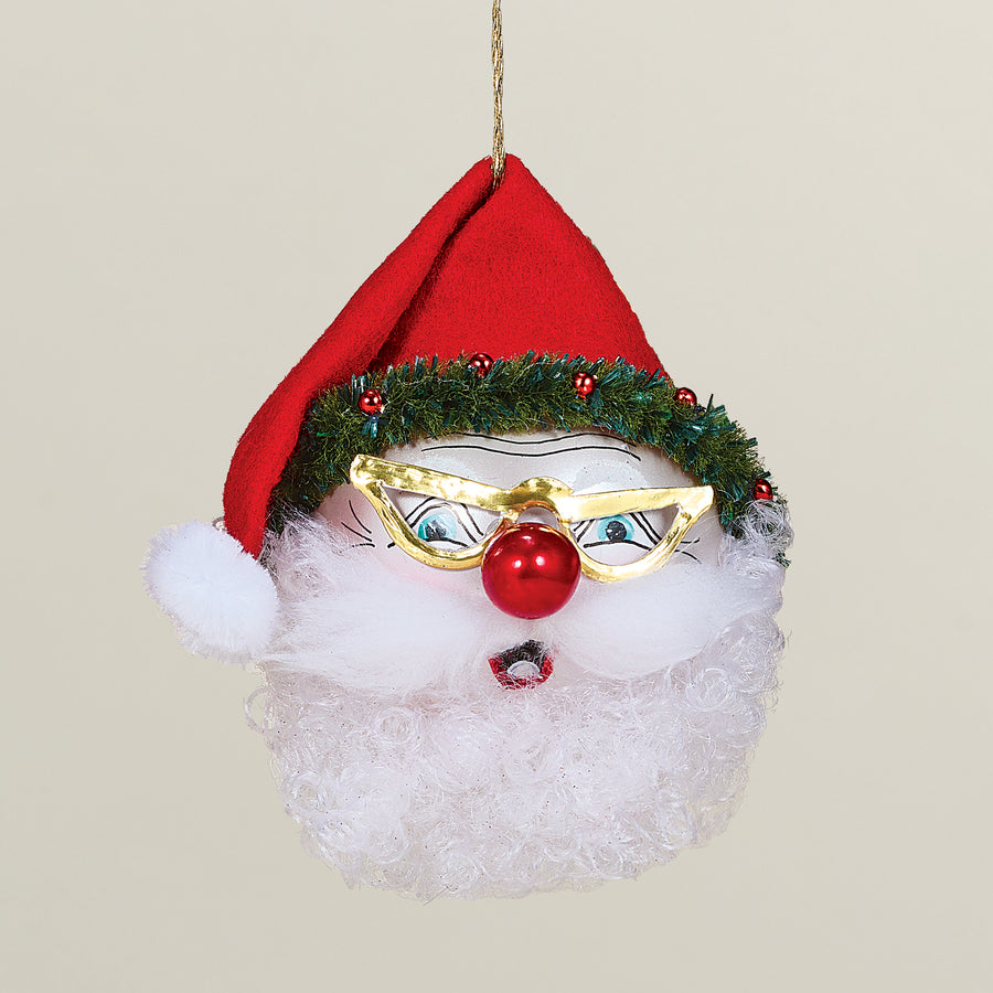 Hand-Blown Bespectacled Santa Ornament