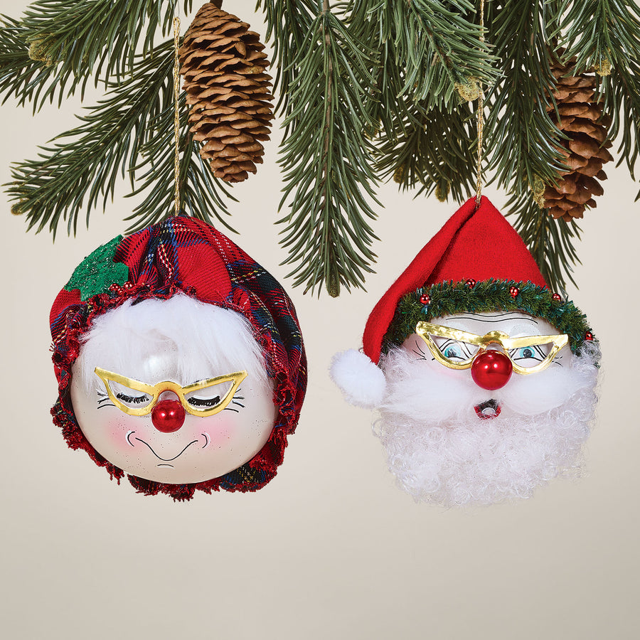 Hand-Blown Bespectacled Mrs. Santa Ornament