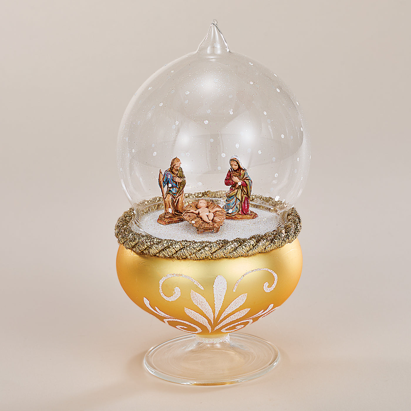 Standing Glass Gold Nativity