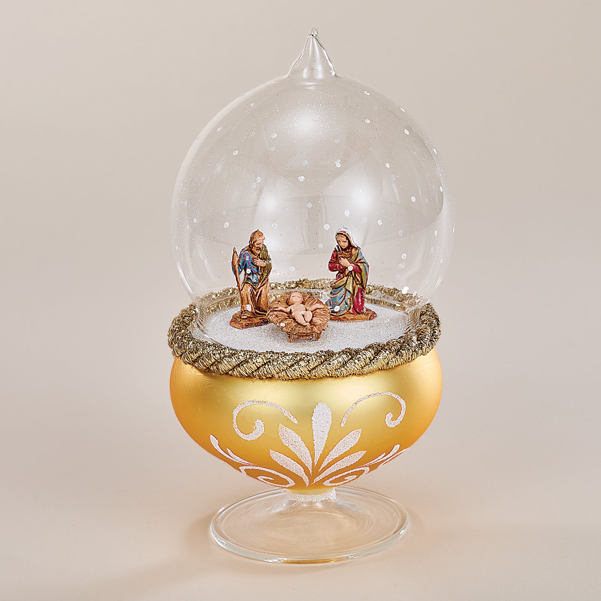 Standing Glass Gold Nativity