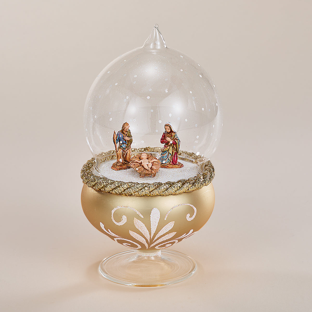 Hand-Blown Glass Gold & White Standing Nativity (Preorder)