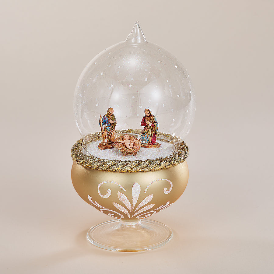 Hand-Blown Glass Gold & White Standing Nativity (Preorder)