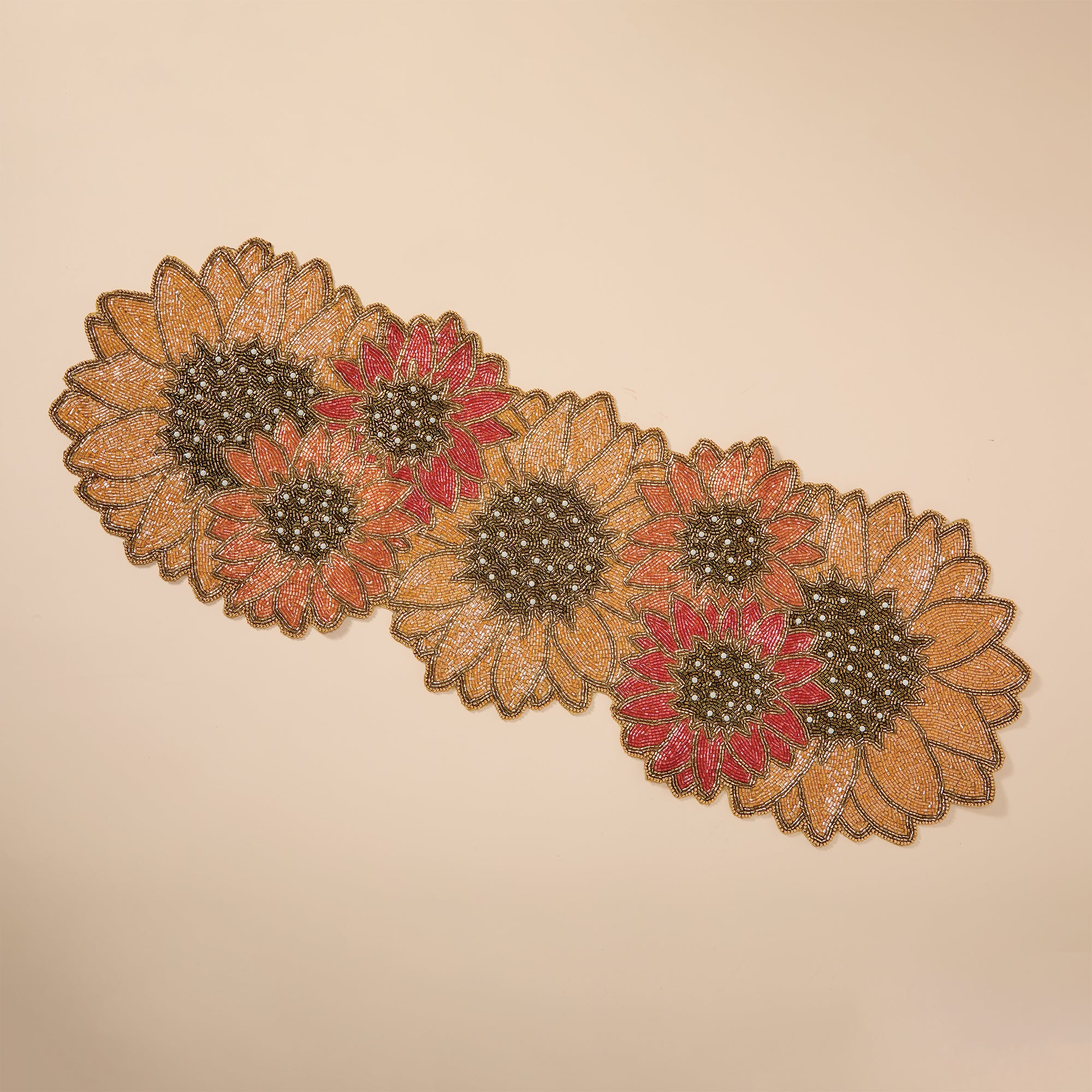 Beaded Sunflower Table Runner