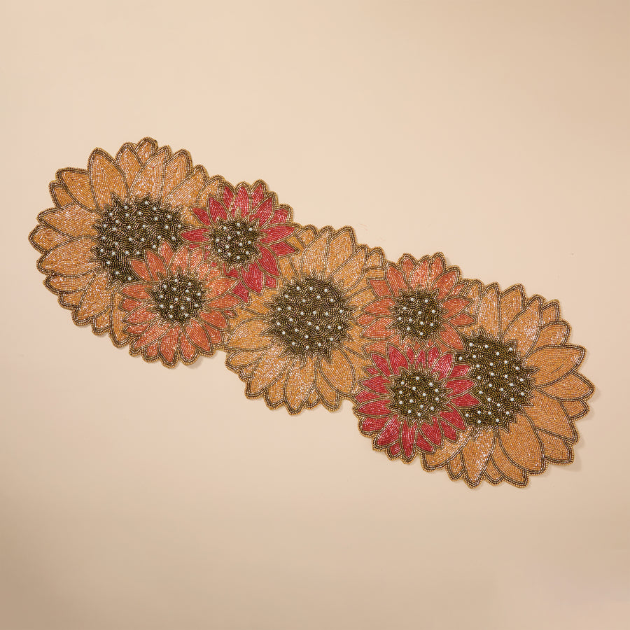 Beaded Sunflower Table Runner