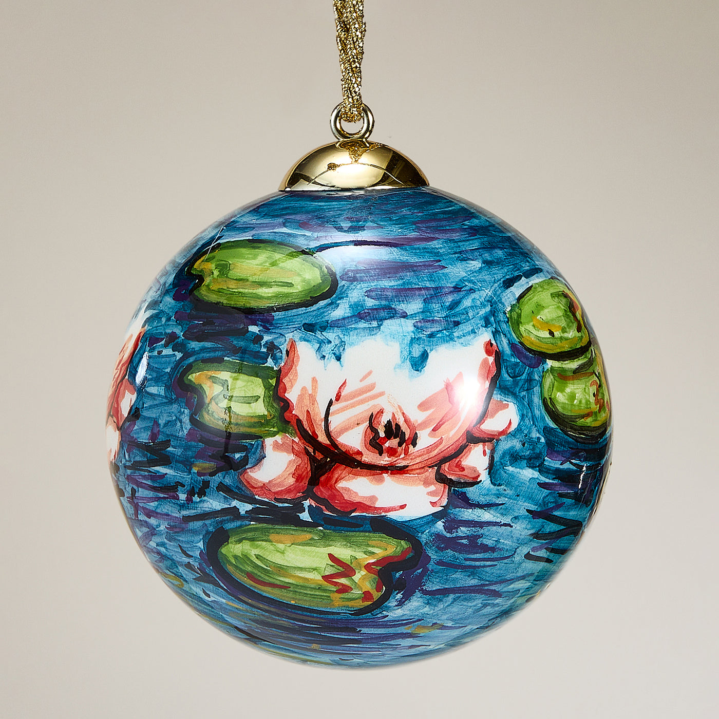 Hand-Painted Lily Pad Ceramic Ornament
