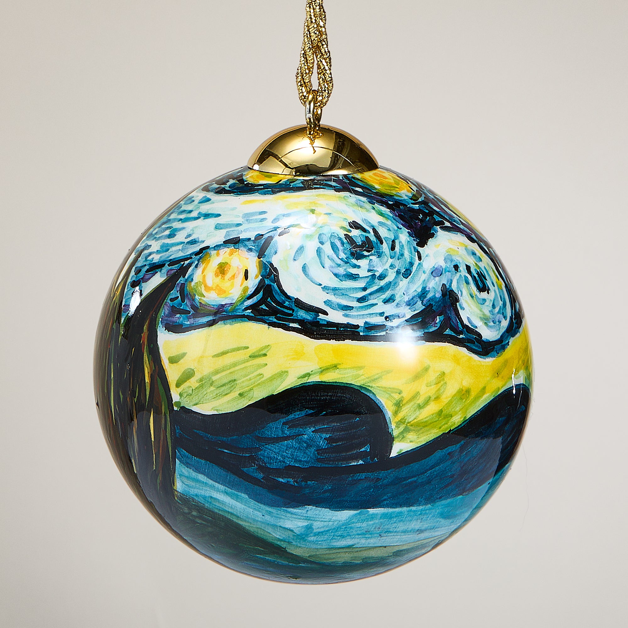 Hand-Painted Starry Night Ceramic Ornament