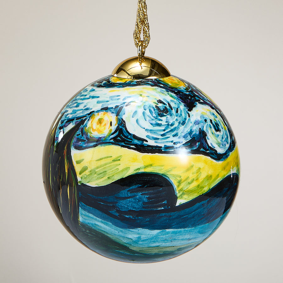 Hand-Painted Starry Night Ceramic Ornament
