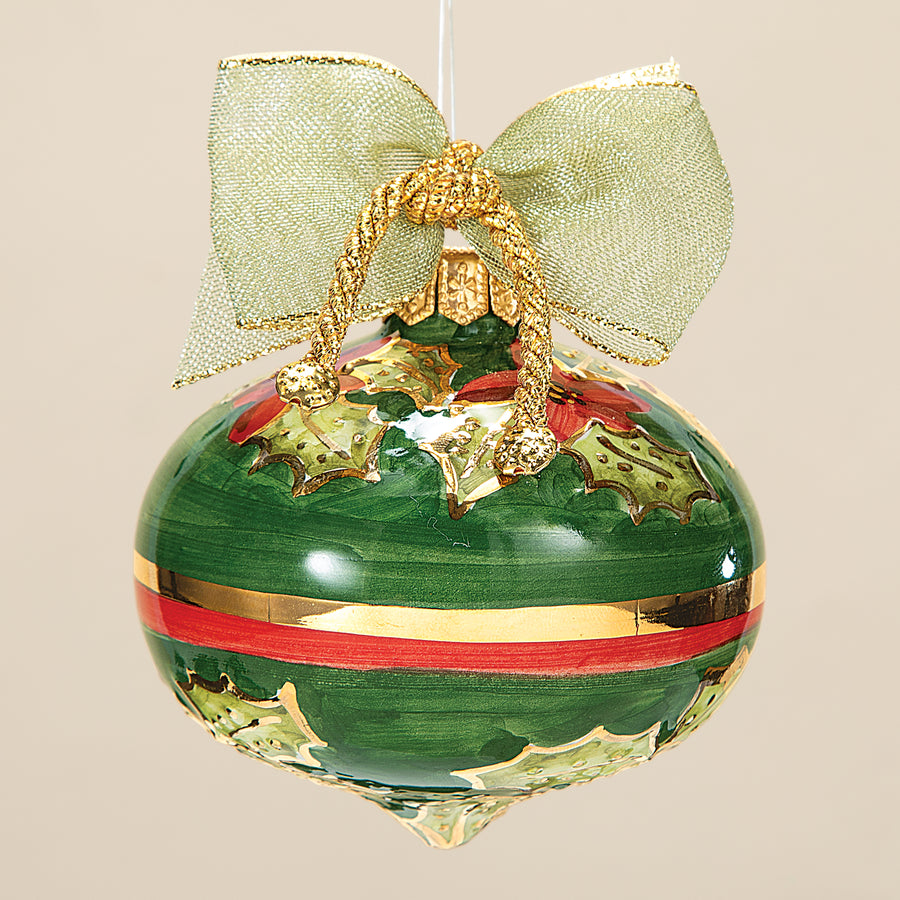 Hand-Painted Ceramic Holly Ornament