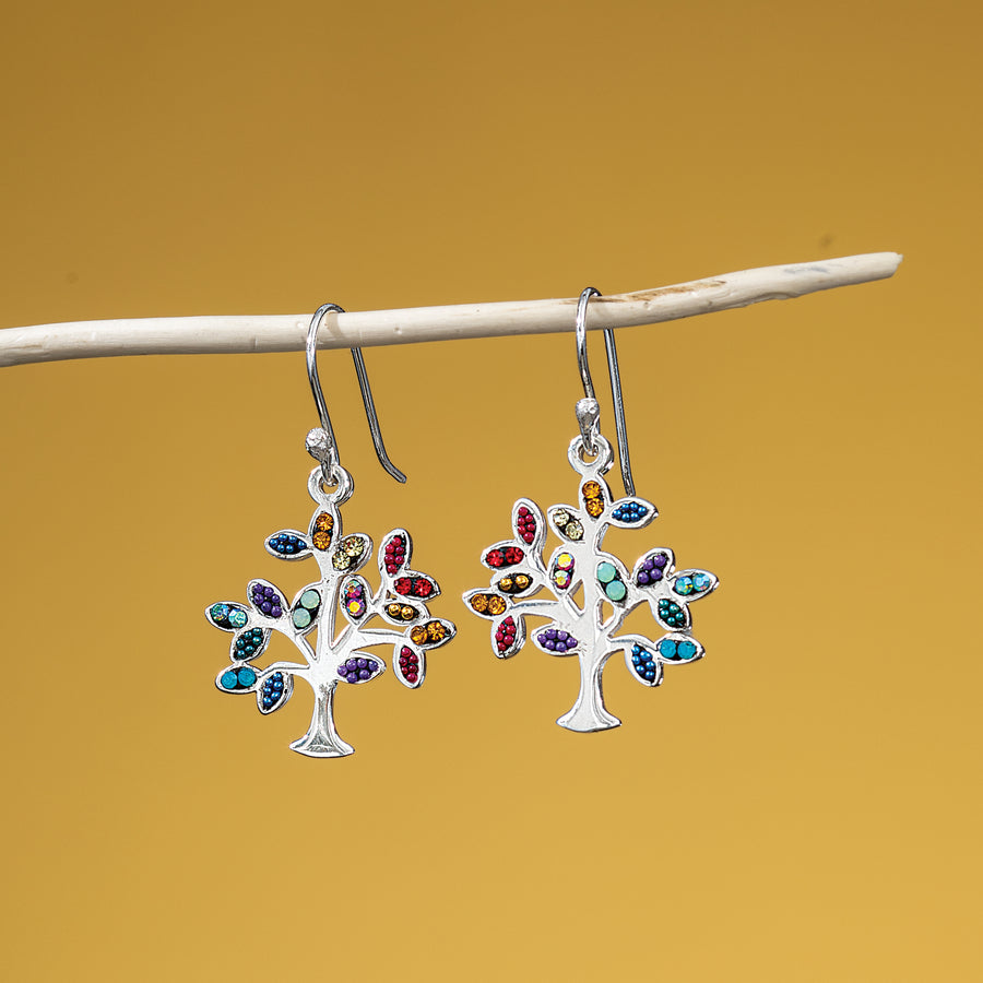Mexican Mosaic Rainbow Tree Earrings