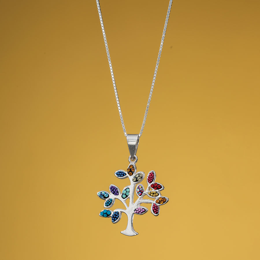 Mexican Mosaic Rainbow Tree Necklace