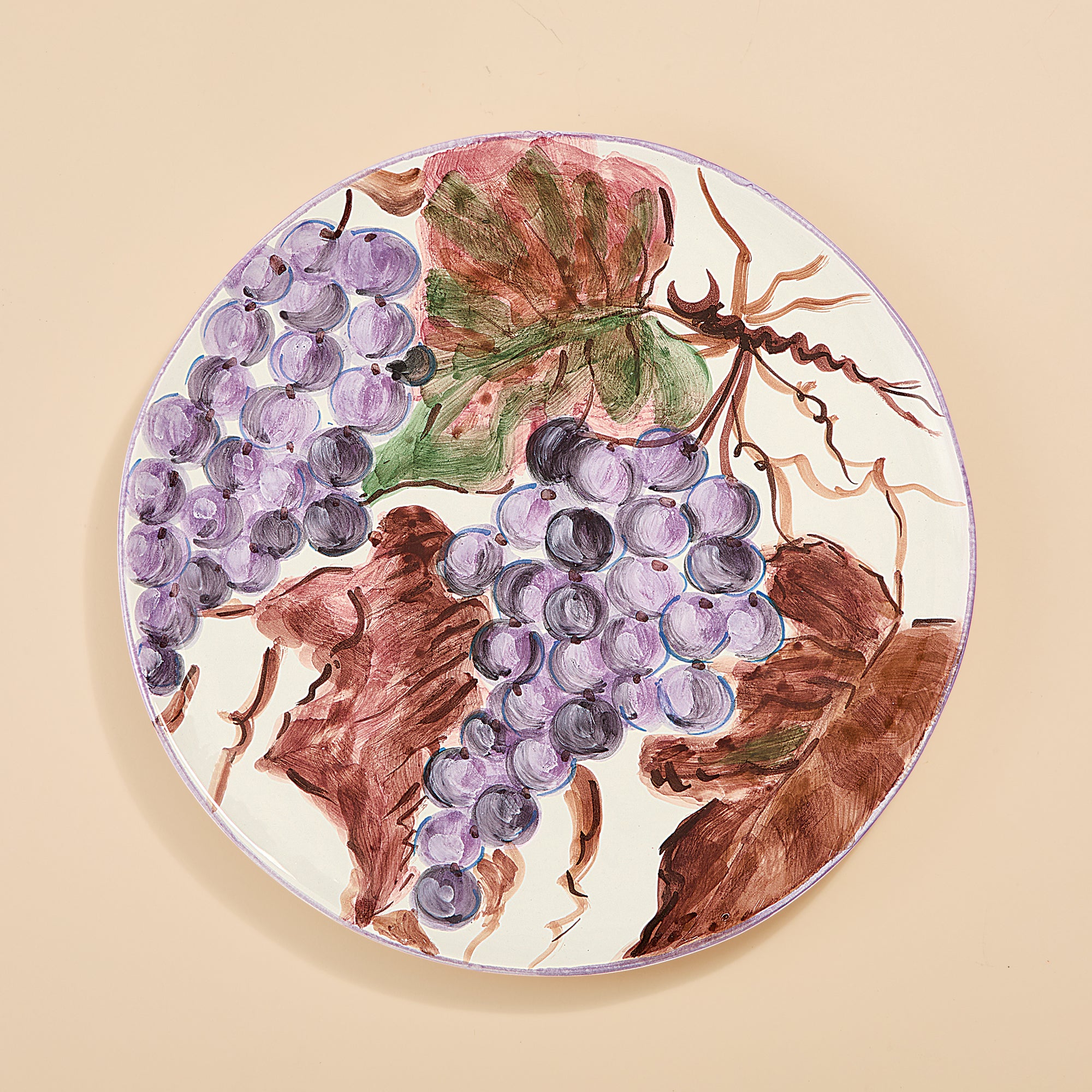 Hand-Painted Ceramic Grapes Platter (Preorder)