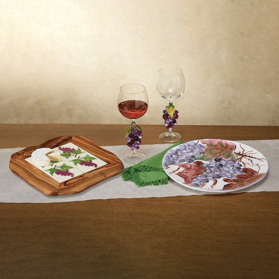 Hand-Painted Ceramic Grapes Platter (Preorder)