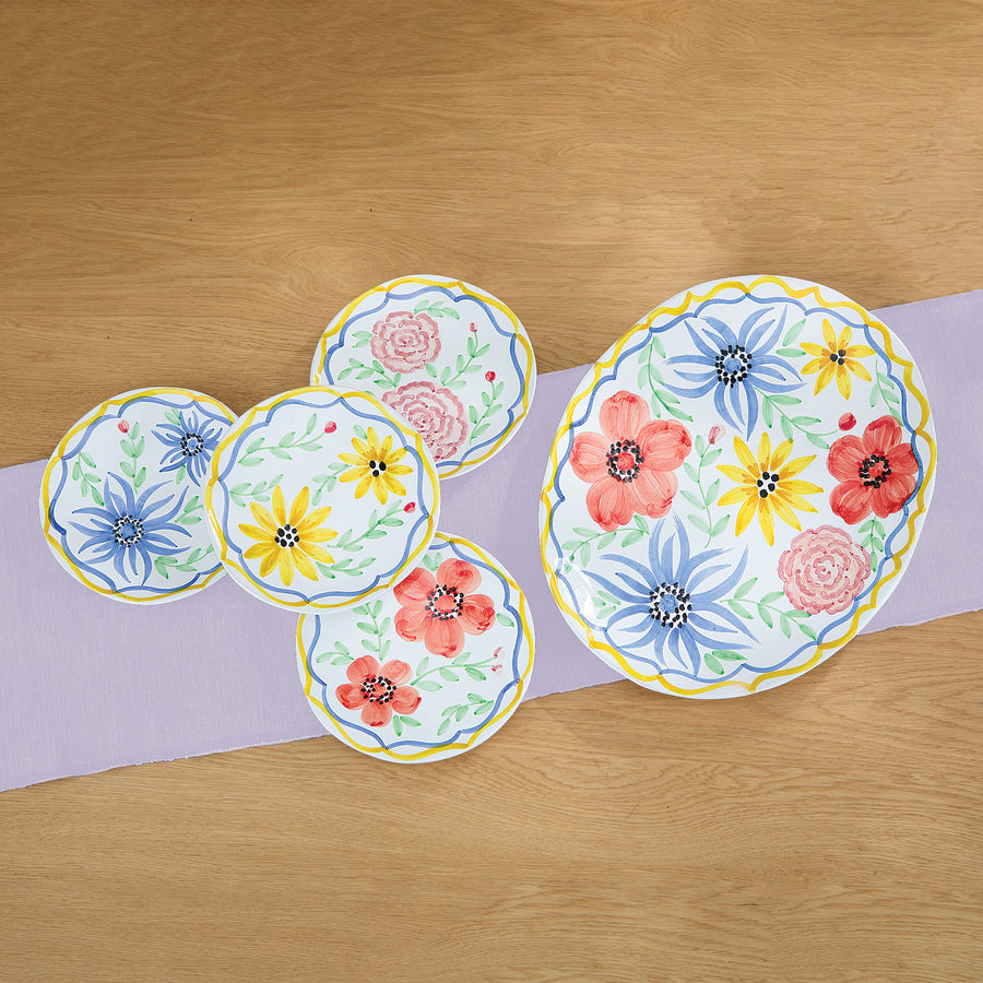 Hand-Painted Italian Garden Flowers Platter (Preorder)