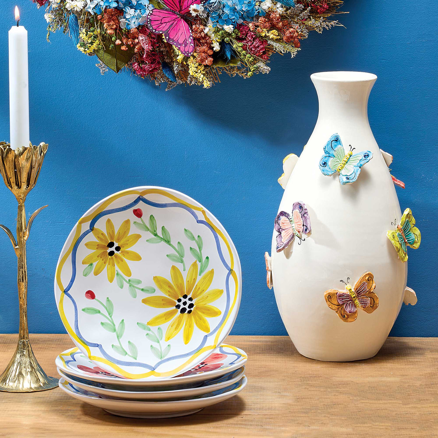 Hand-Painted Ceramic Butterflies Vase (Preorder)