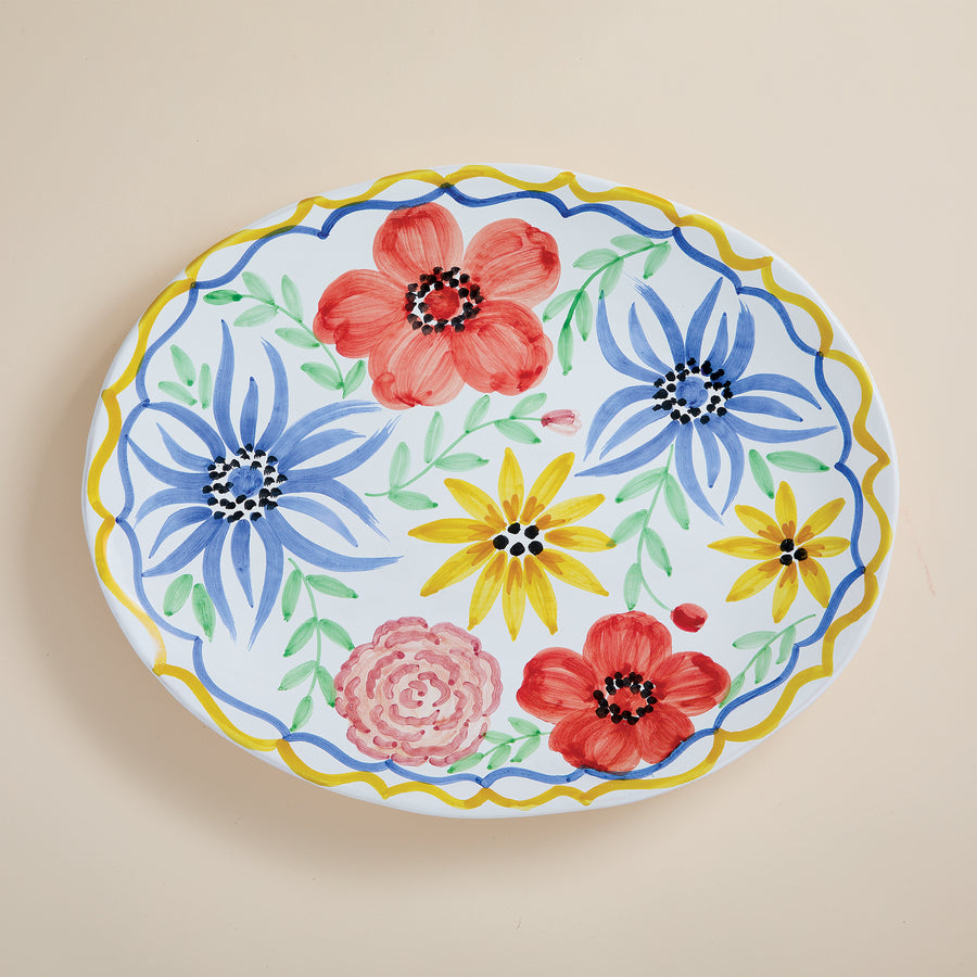 Hand-Painted Italian Garden Flowers Platter (Preorder)