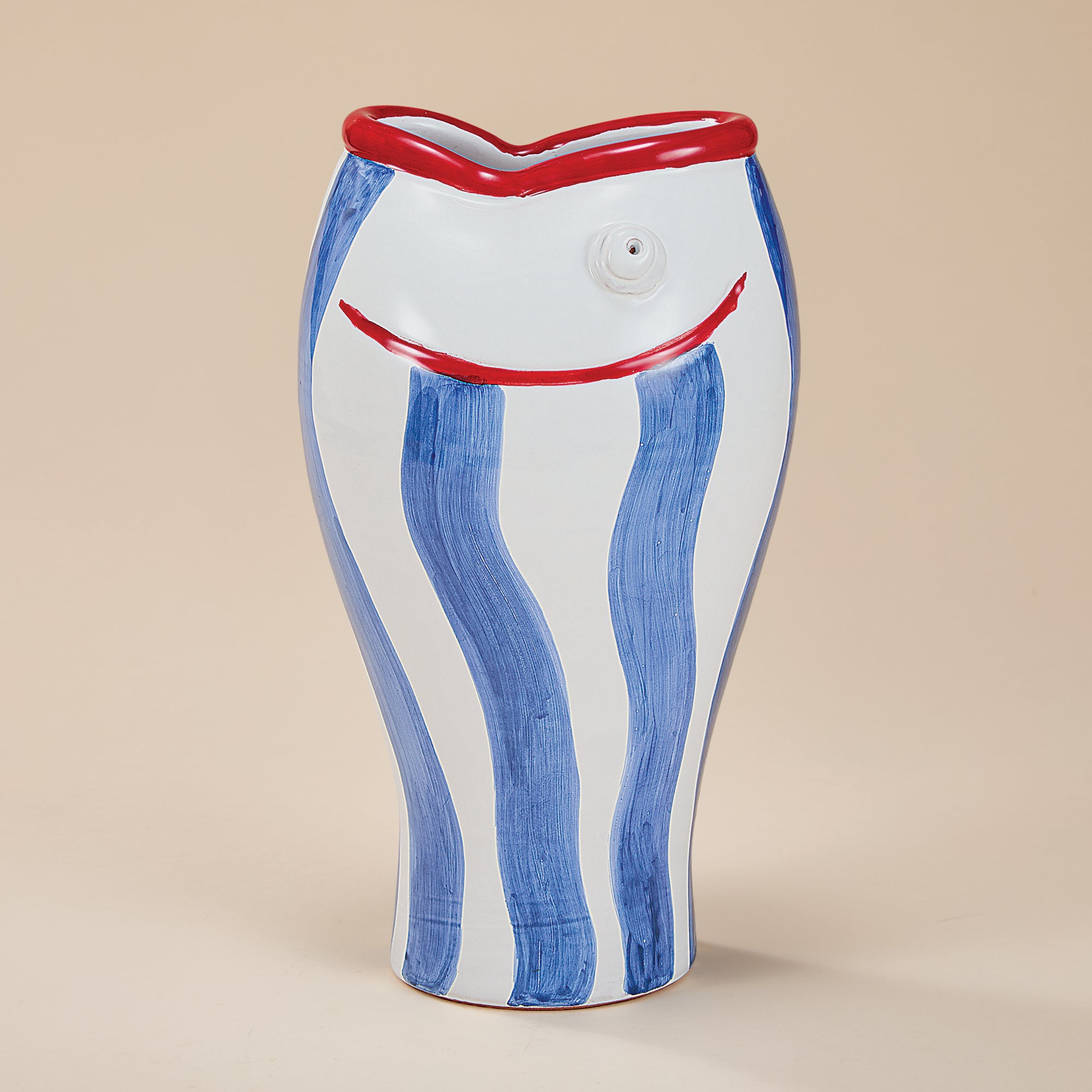 Hand-Painted Sealife Striped Fish Vase (Preorder)