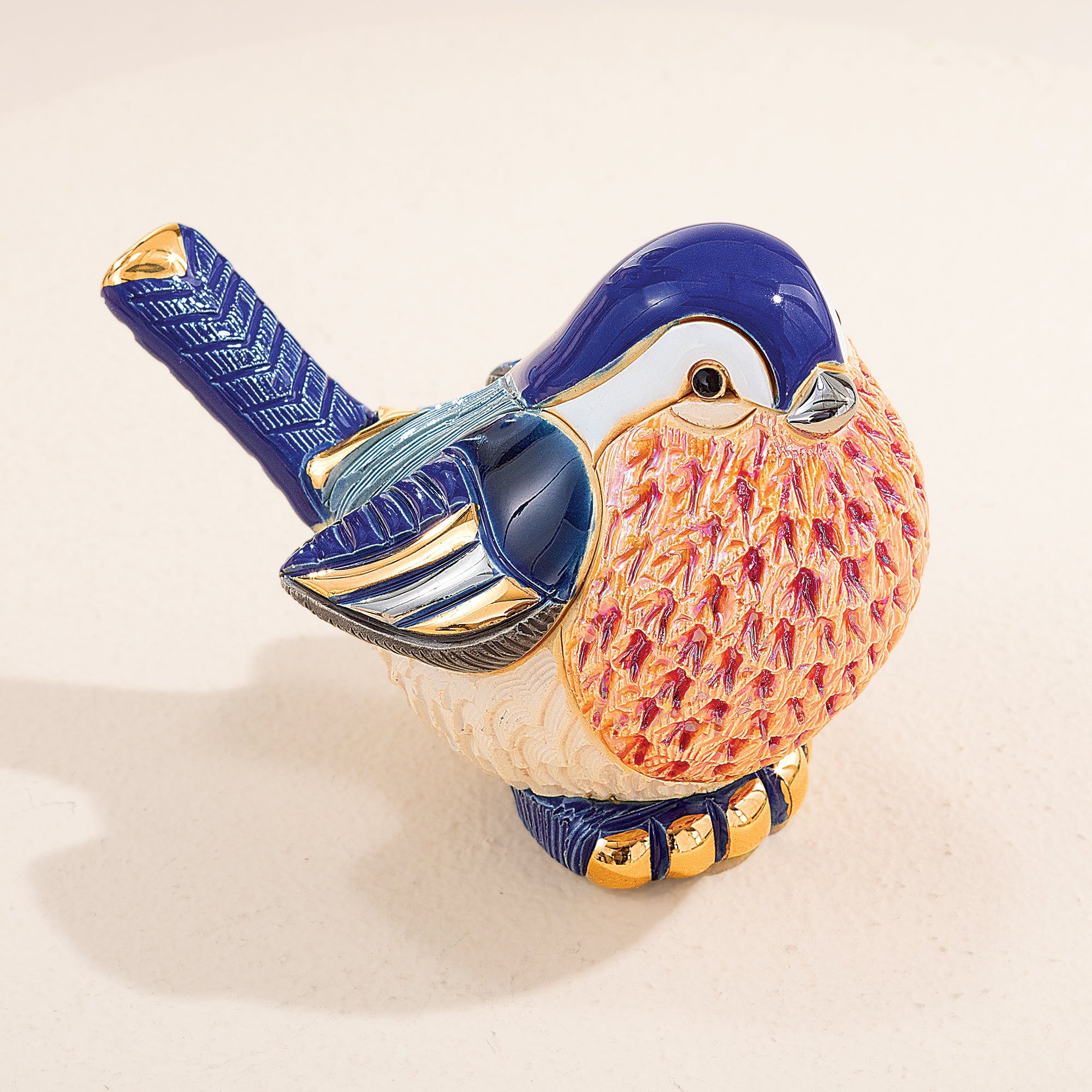 Porcelain Blue & Orange Robin Figurine