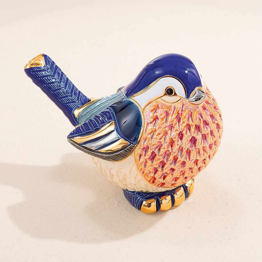 Porcelain Blue & Orange Robin Figurine
