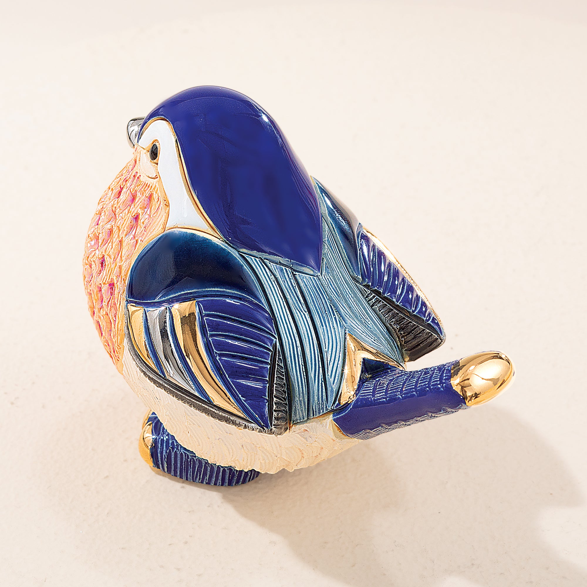 Porcelain Blue & Orange Robin Figurine