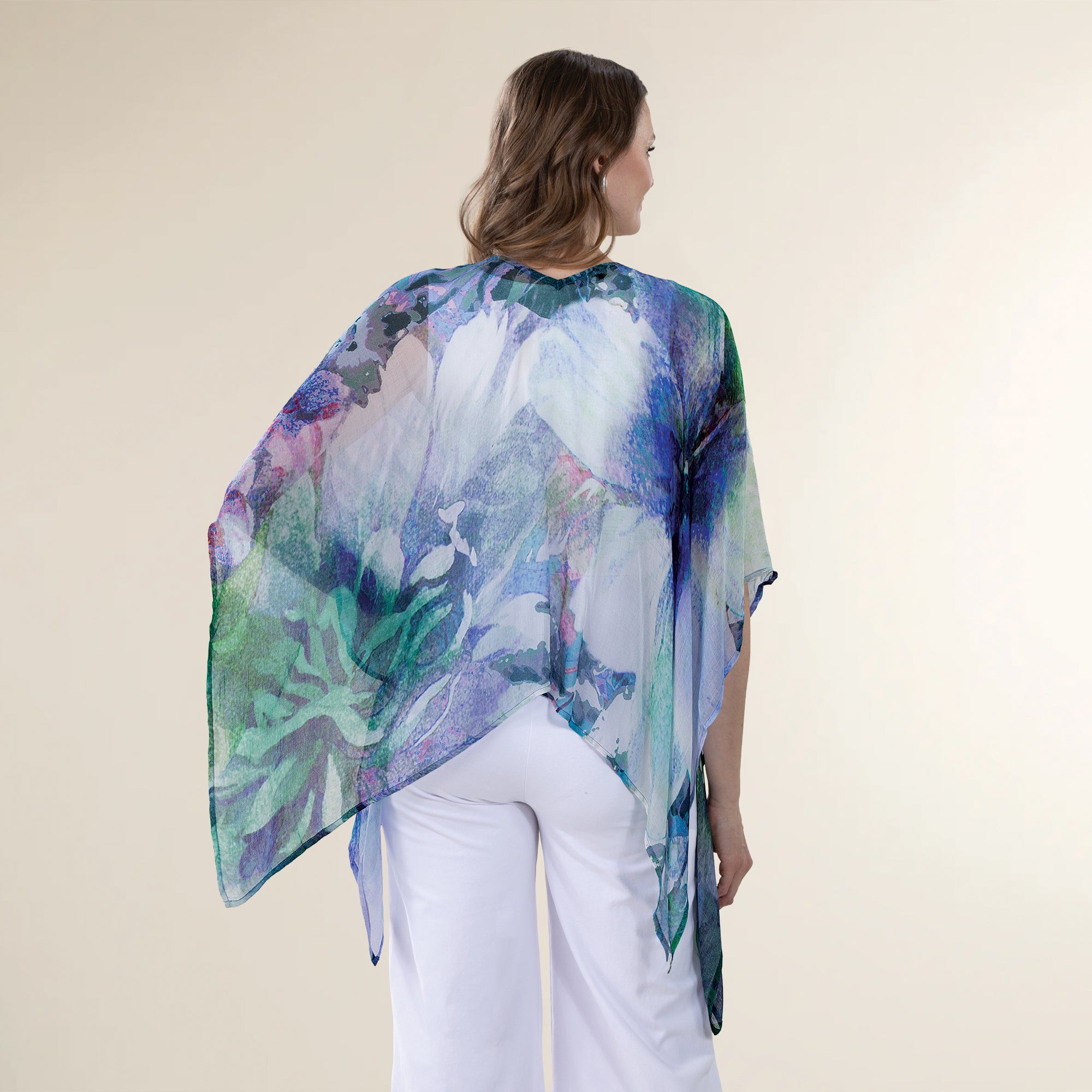 Watercolor Floral Poncho