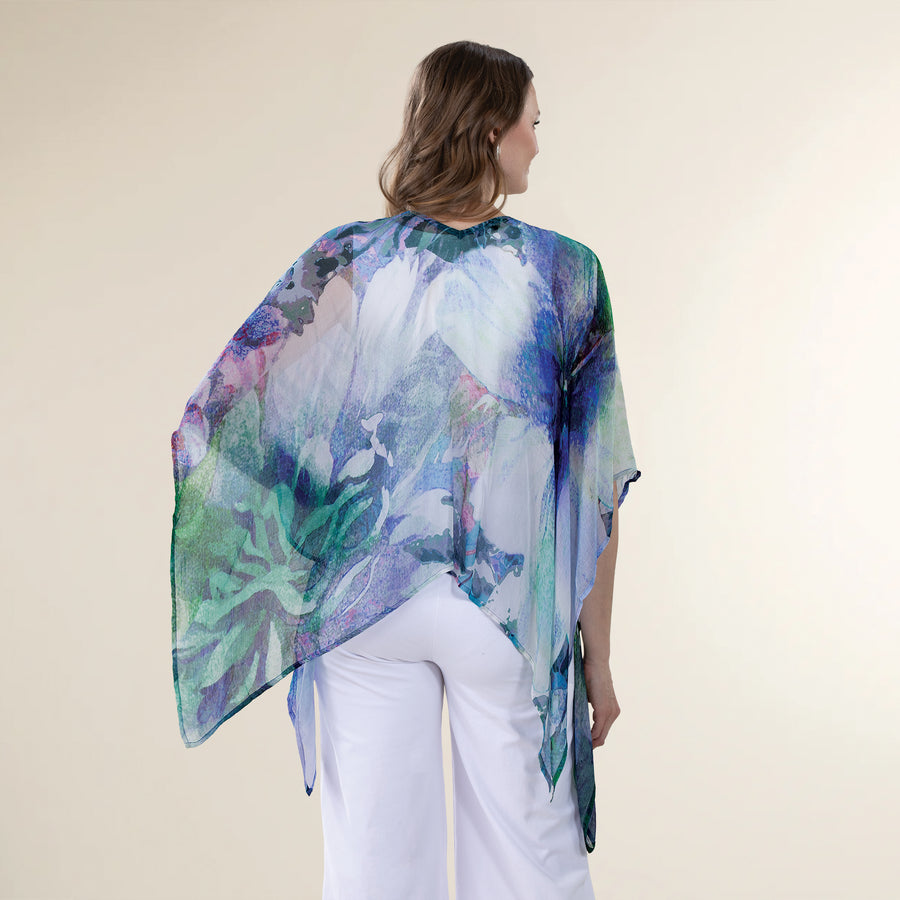 Watercolor Floral Poncho