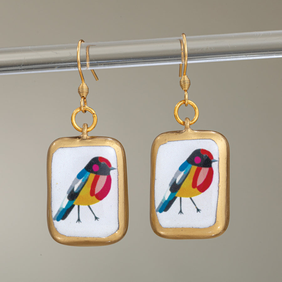 Porcelain Panel Bird Earrings