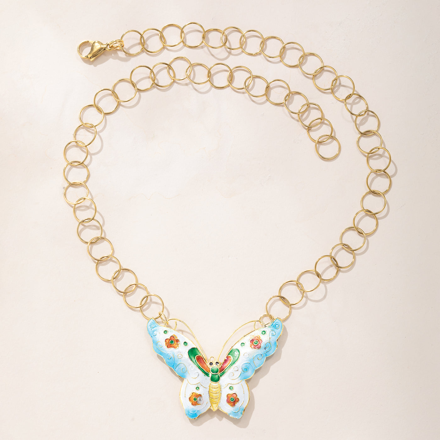 Hand-Enameled Butterfly Statement Necklace
