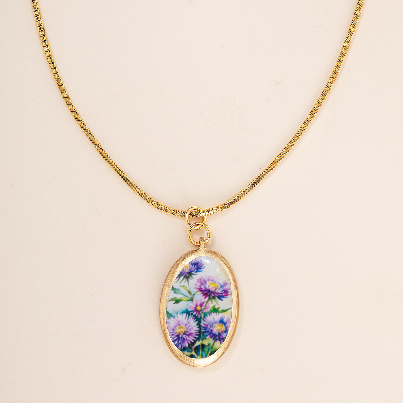 Floral Porcelain Pendant Necklace