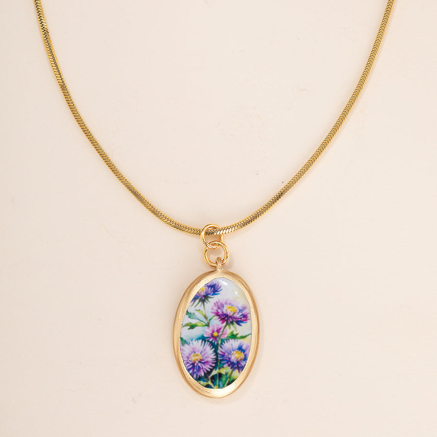 Floral Porcelain Pendant Necklace