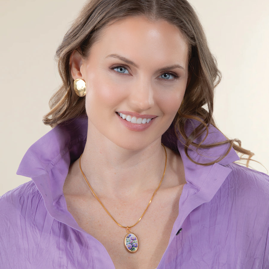 Floral Porcelain Pendant Necklace