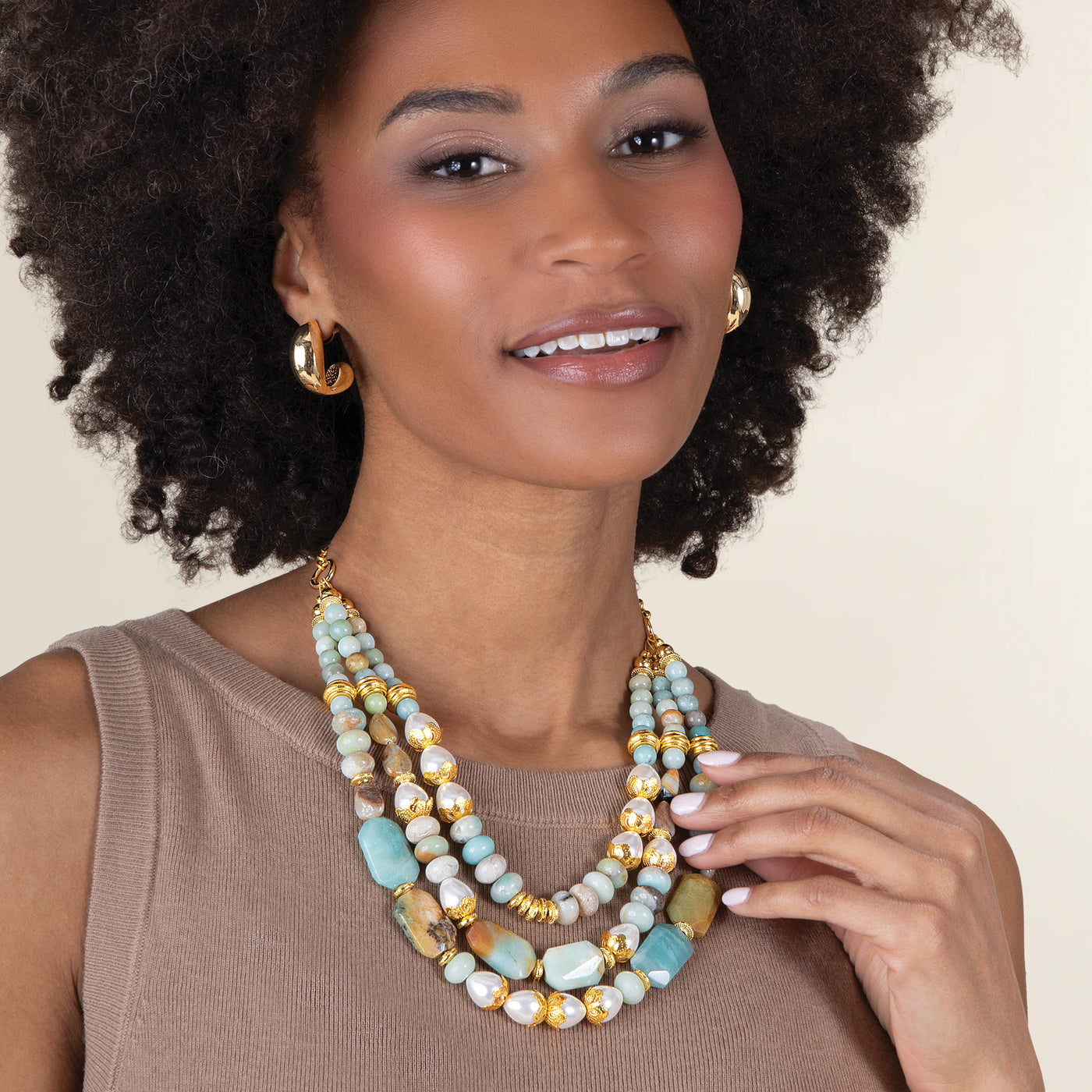 Shell Pearl & Gemstone Statement Necklace