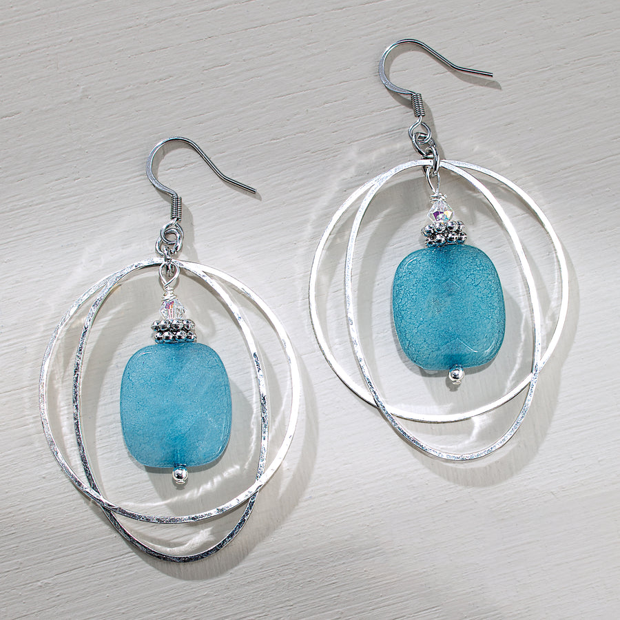 Blue Jade Circle Earrings