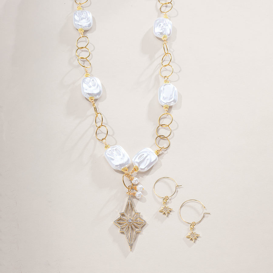 Pearls & Pave Necklace & Earrings Set (Preorder)