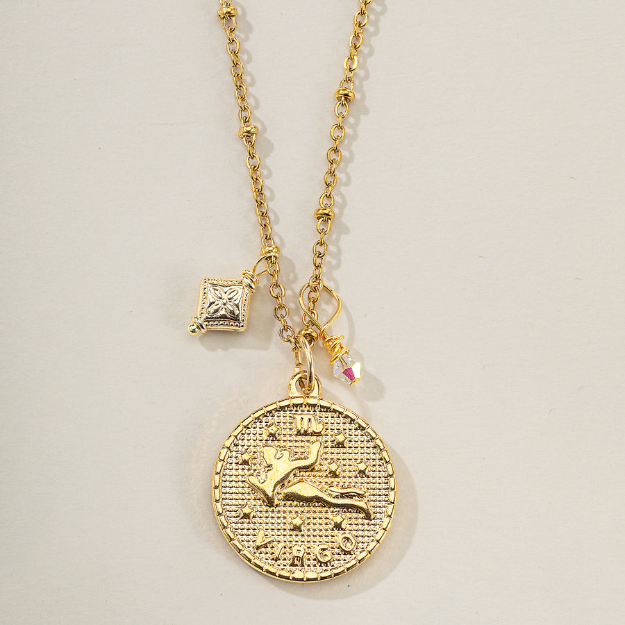 Virgo Zodiac Birth Sign Coin Pendant Necklace