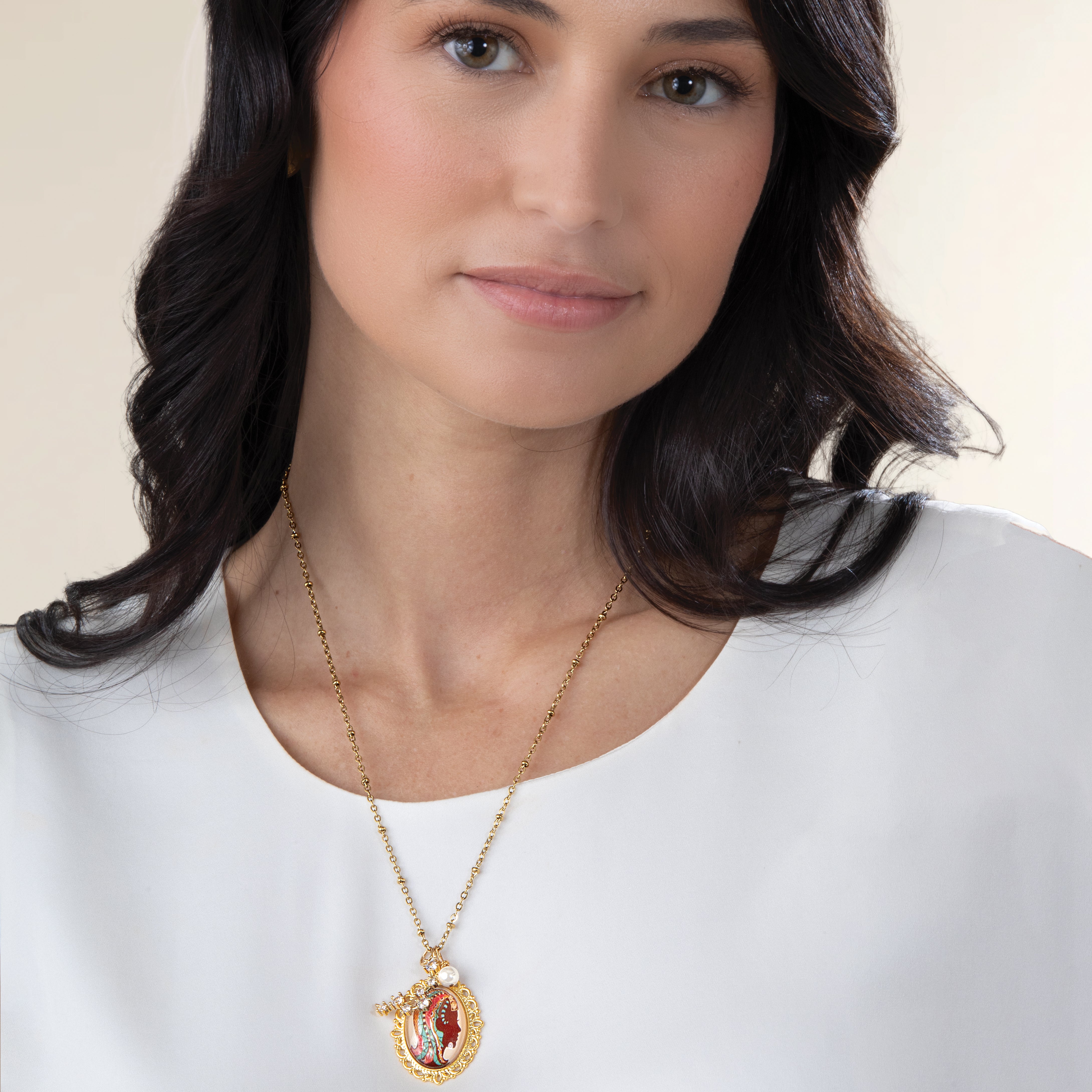 Painted Glass Virgo Zodiac Pendant Necklace (Preorder)