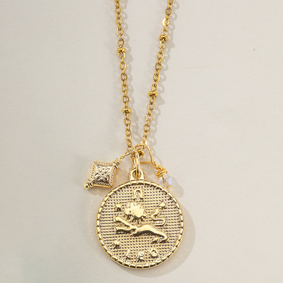 Leo Zodiac Birth Sign Coin Pendant Necklace