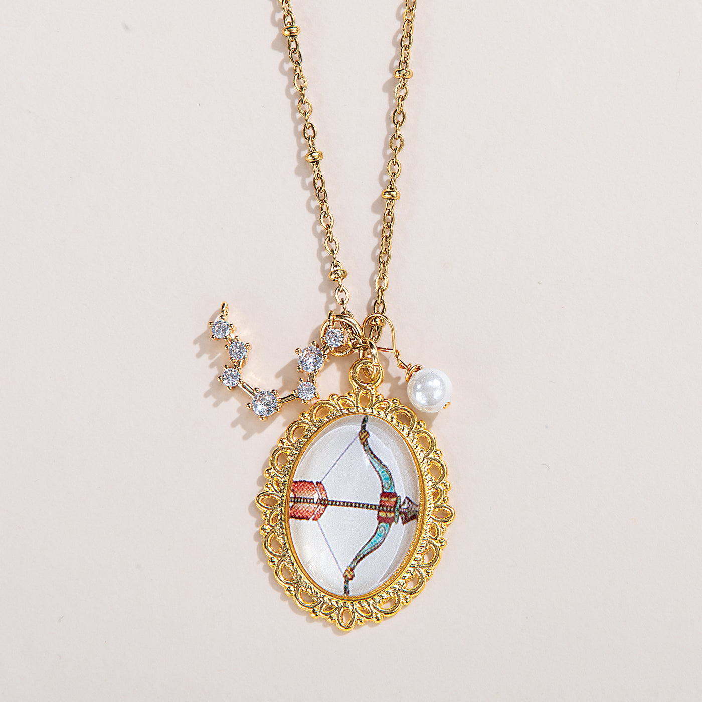 Painted Glass Sagittarius Zodiac Pendant Necklace (Preorder)