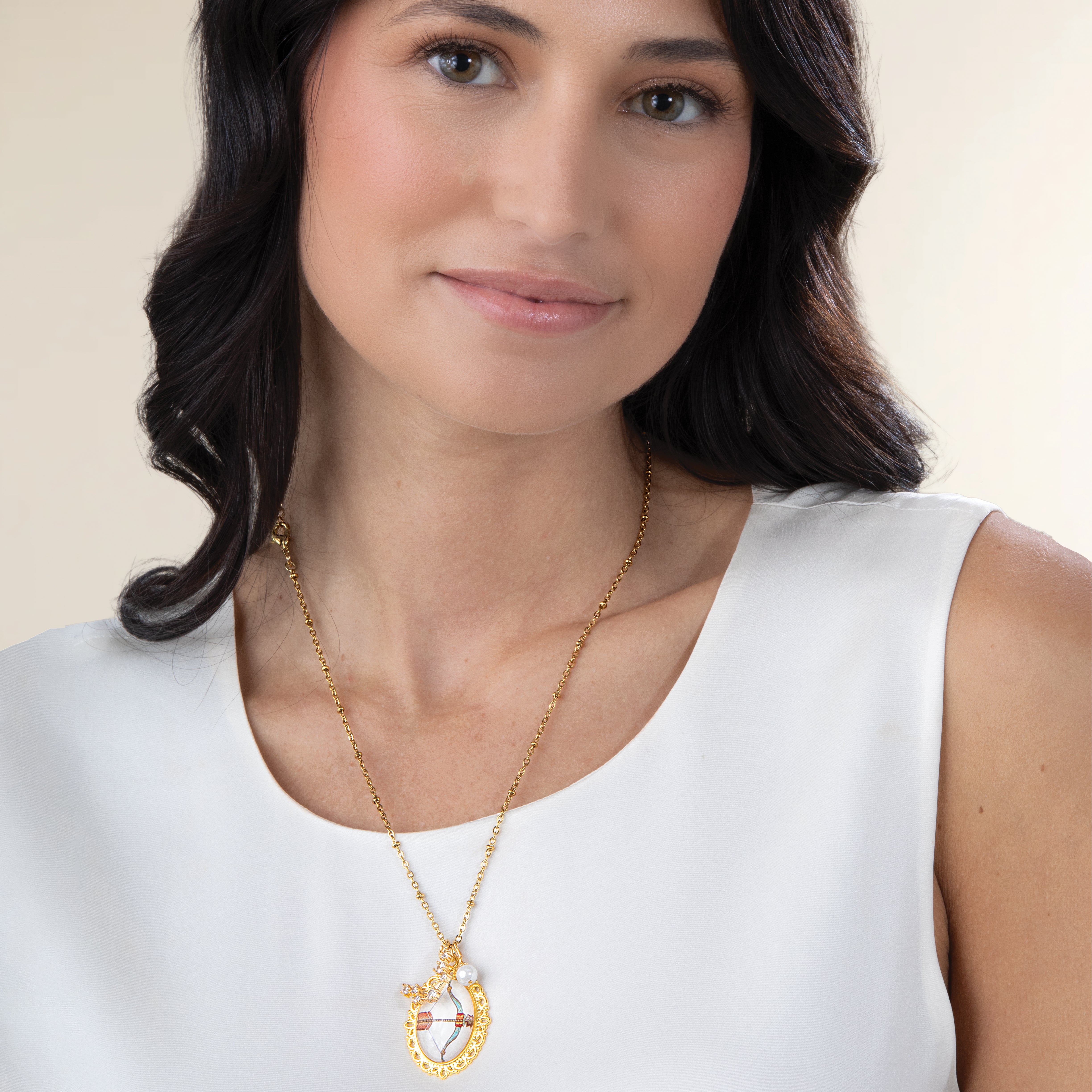 Painted Glass Sagittarius Zodiac Pendant Necklace (Preorder)