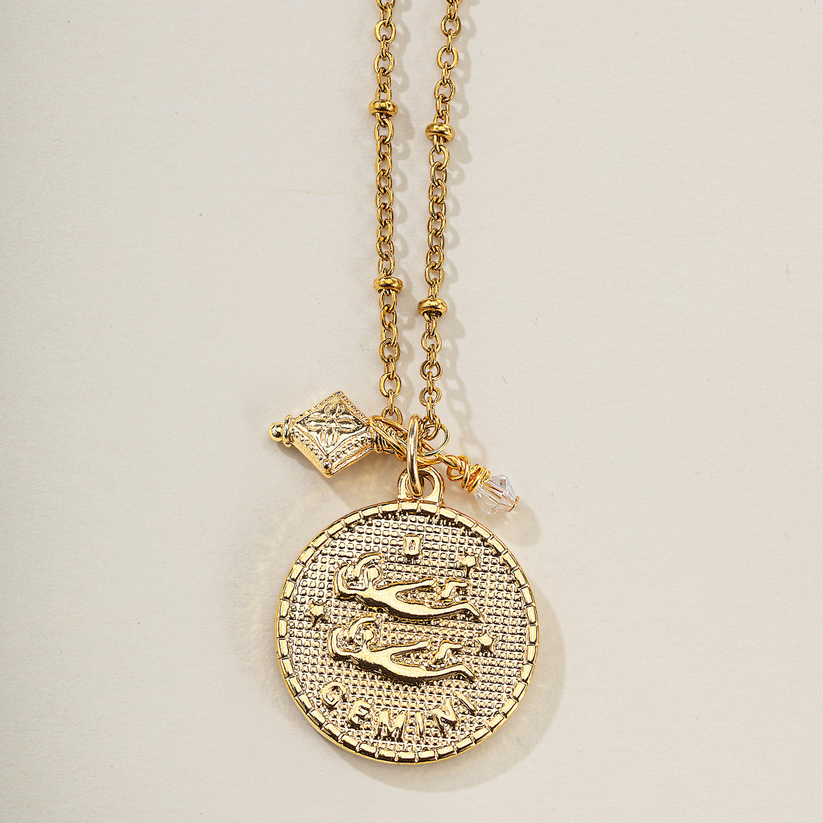 Gemini Zodiac Birth Sign Coin Pendant Necklace