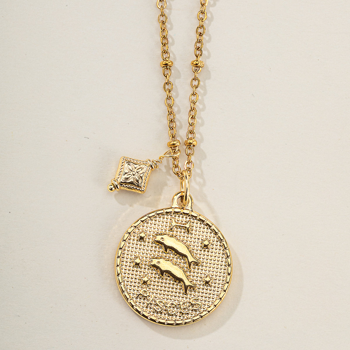 Pisces Zodiac Birth Sign Coin Pendant Necklace