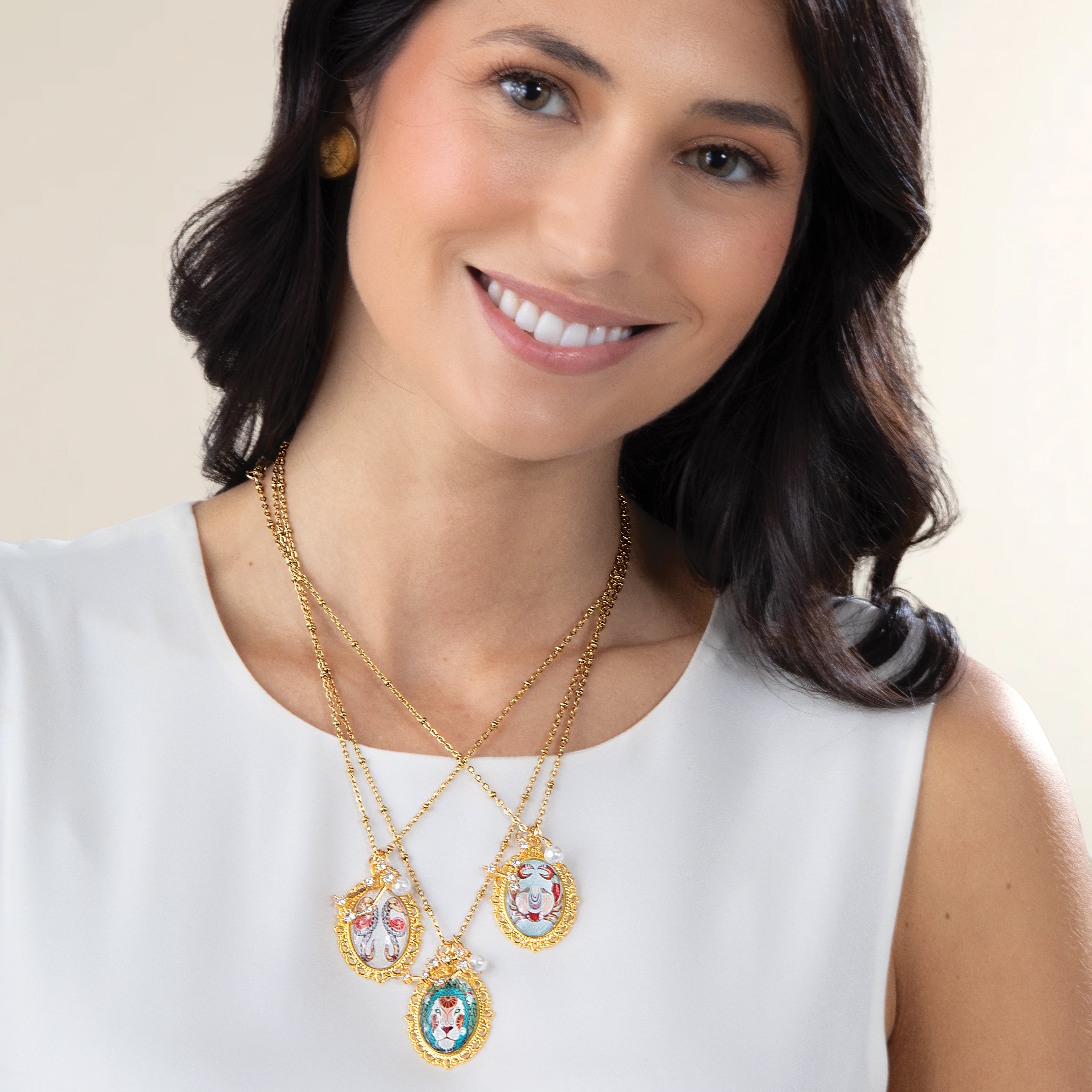 Painted Glass Libra Zodiac Pendant Necklace (Preorder)