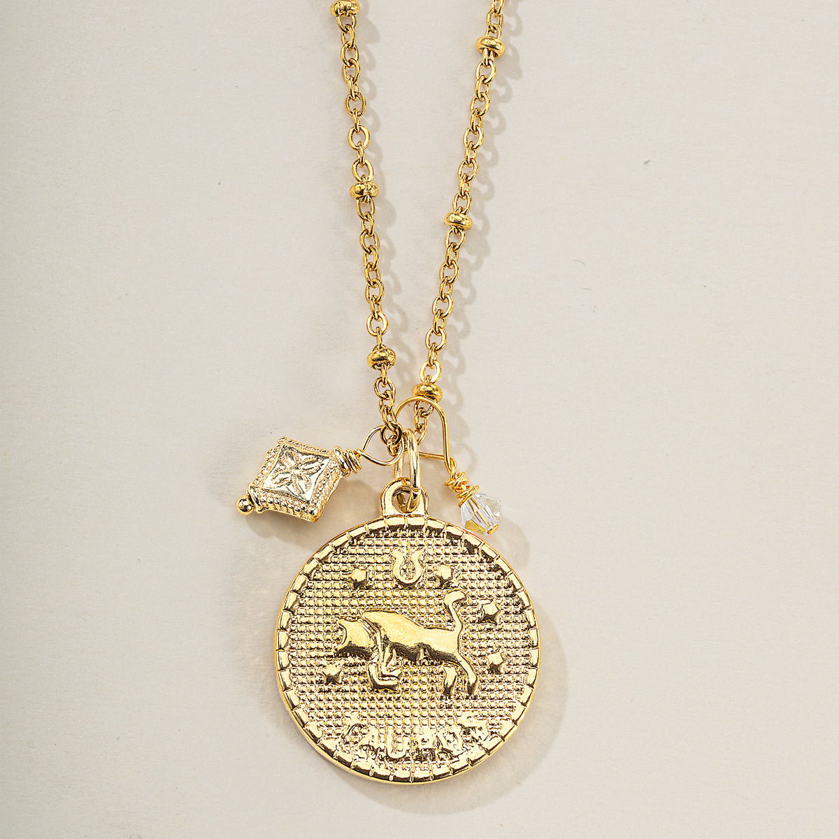 Taurus Zodiac Birth Sign Coin Pendant Necklace