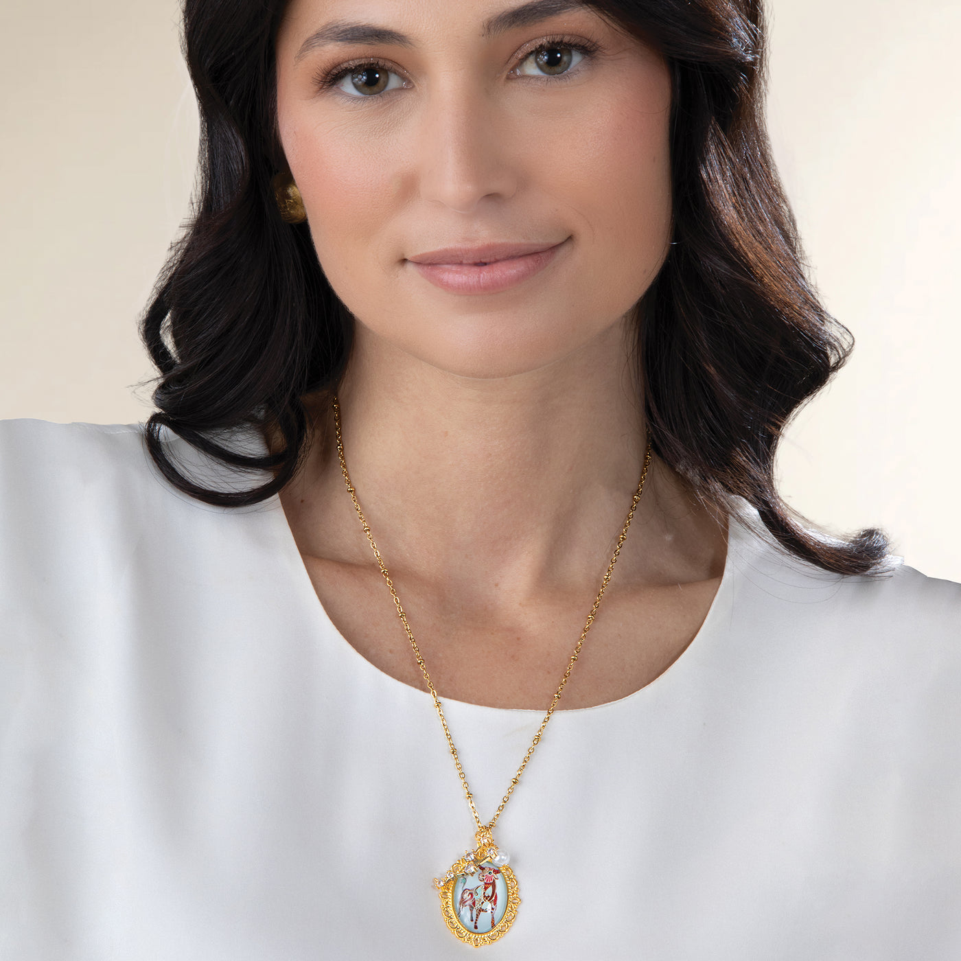 Painted Glass Taurus Zodiac Pendant Necklace (Preorder)