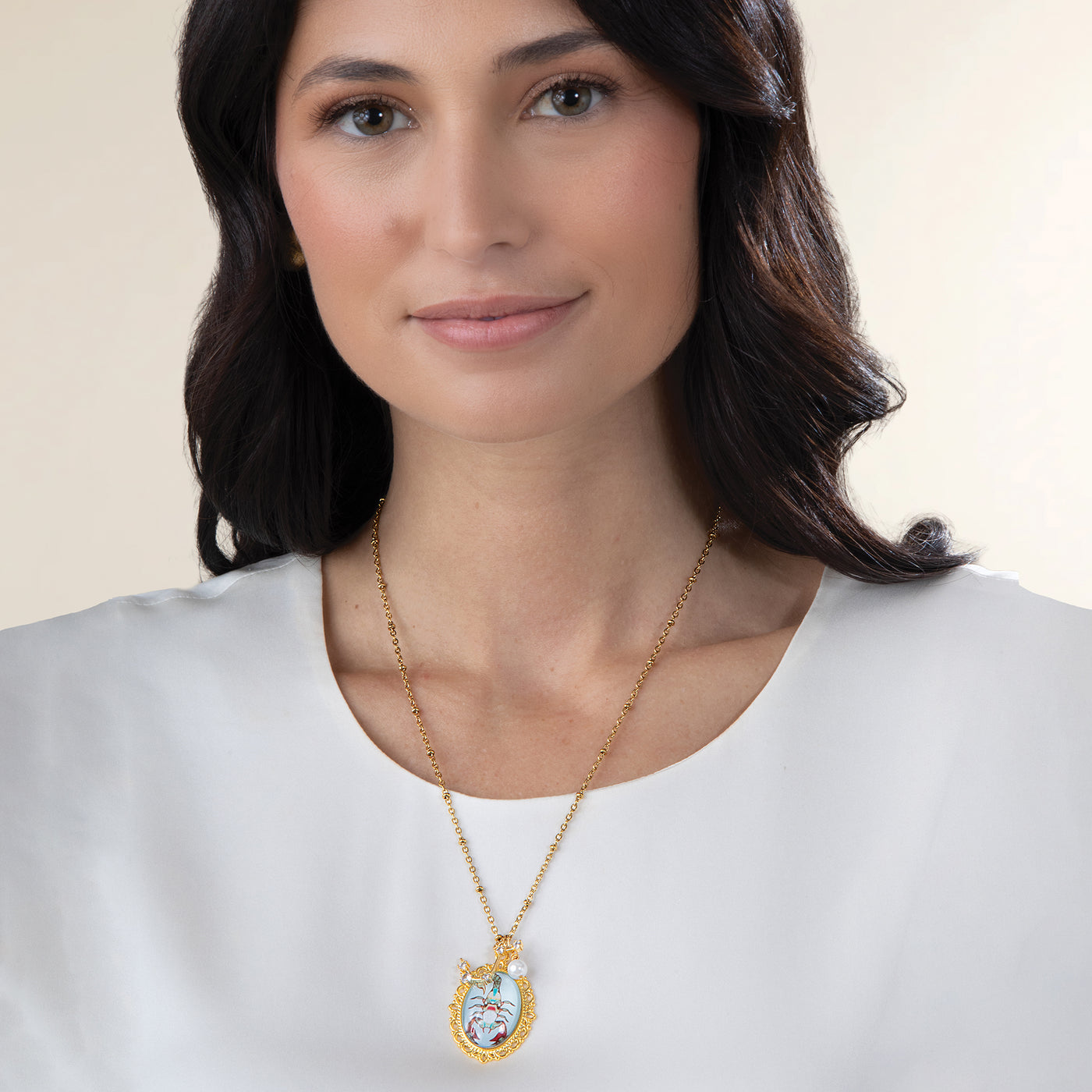 Painted Glass Scorpio Zodiac Pendant Necklace (Preorder)