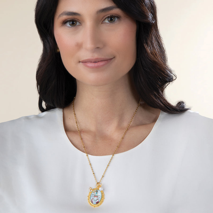 Painted Glass Scorpio Zodiac Pendant Necklace (Preorder)