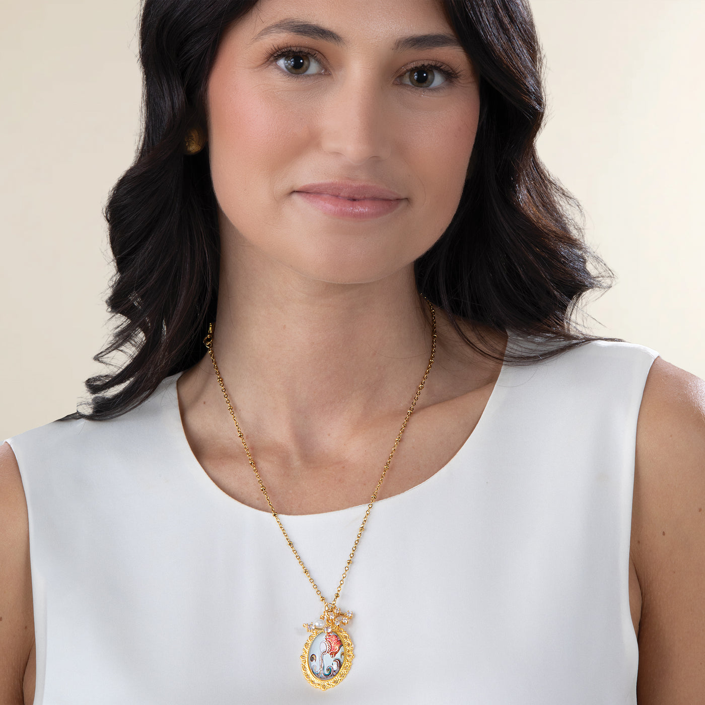 Painted Glass Aquarius Zodiac Pendant Necklace (Preorder)