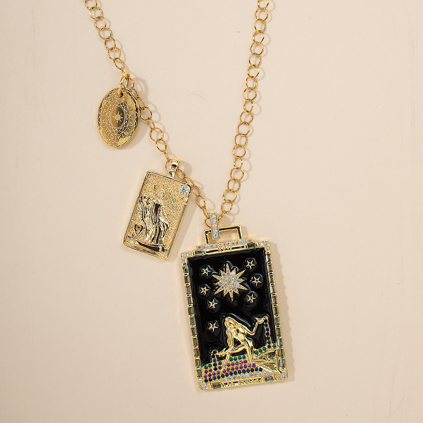 Crystal Tarot Pendant Star Necklace
