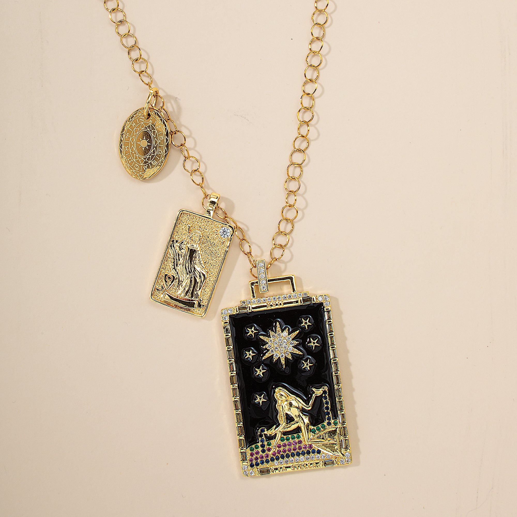 Crystal Tarot Pendant Star Necklace